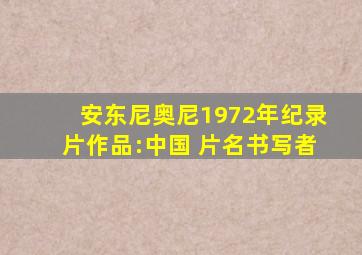 安东尼奥尼1972年纪录片作品:中国 片名书写者